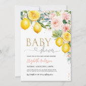 Roze limonade Citroen Bloemige Baby Shower Kaart (Voorkant)