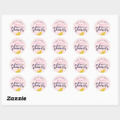 Roze limonade citroen bruidsfeest ronde sticker (Vel)