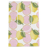 Roze limonade citroen verjaardagscadeau tas medium cadeauzakje (Achterkant)