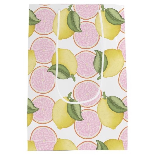 Roze limonade citroen verjaardagscadeau tas medium cadeauzakje (Achterkant)