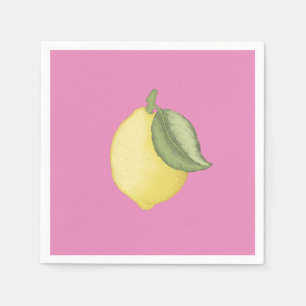 Roze limonade citroen verjaardagsfeestje servetten