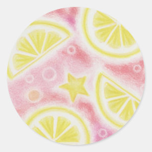 Roze limonade 'citroenen' sticker rond