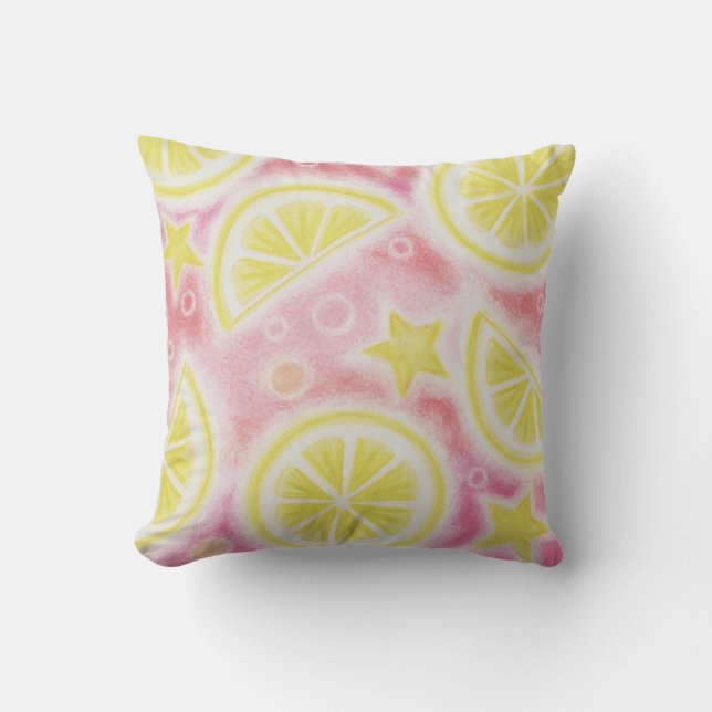 Roze limonade "citroenen" werpen kussen vierkant (Voorkant)