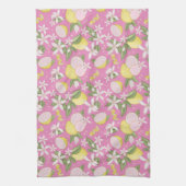 Roze limonade citrus bloemenkeukenhanddoek theedoek (Verticaal)