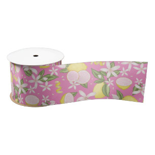 Roze limonade Citrus Floral Satin Ribbon Satijnen Lint