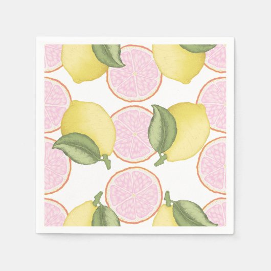 Roze limonade citrus verjaardagsfeestje servetten (Voorkant)