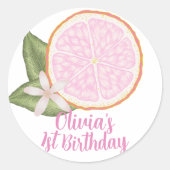 Roze limonade citrus verjaardagsgunst Sticker (Voorkant)