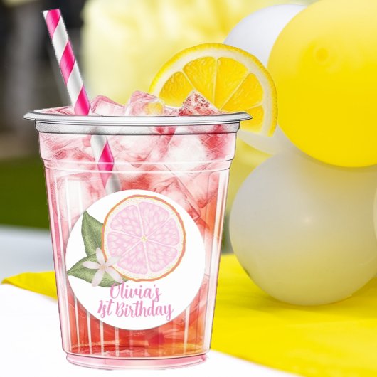 Roze limonade citrus verjaardagsgunst Sticker