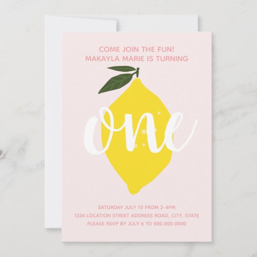 Roze limonade eerste uitnodiging op zaterdag (Voorkant)