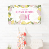 Roze limonade eerste verjaardag banner (Insitu)