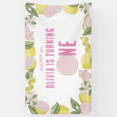 Roze limonade eerste verjaardag banner (Verticaal)