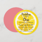 Roze limonade eerste verjaardagsuitnodiging kaart (Voorkant / Achterkant)