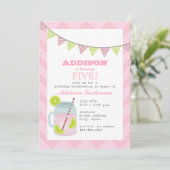 Roze limonade en Limoen Chevron Birthday Kaart (Staand voorkant)