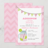 Roze limonade en Limoen Chevron Birthday Kaart (Voorkant / Achterkant)