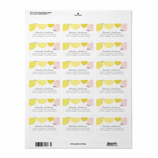 Roze limonade etiket (Full Sheet)