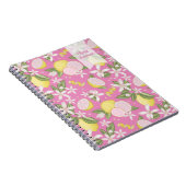 Roze limonade Floral gepersonaliseerd Notitieboek (Rechterzijde)