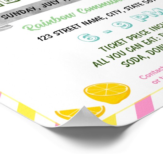 Roze limonade fondsenwerving event sjabloon poster (Hoek)