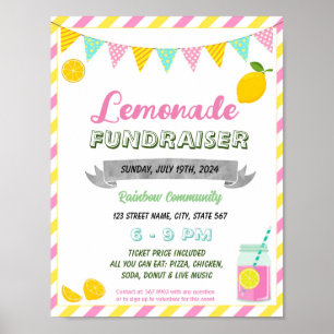 Roze limonade fondsenwerving event sjabloon poster
