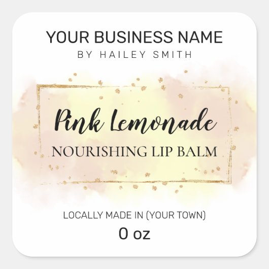 Roze limonade gearomatiseerd pasta roze gele lip b vierkante sticker (Voorkant)