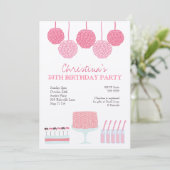 Roze limonade Girls Party Ruffle Cake Invite Kaart (Staand voorkant)