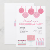 Roze limonade Girls Party Ruffle Cake Invite Kaart (Voorkant / Achterkant)