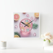 Roze limonade glazen wandklok - Verfrissende zomer (Huis)