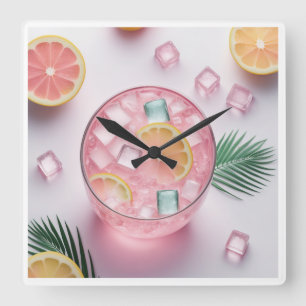 Roze limonade glazen wandklok - Verfrissende zomer