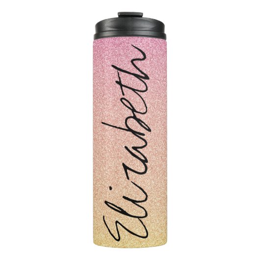Roze limonade Glitter Ombre Thermosbeker (Voorkant)