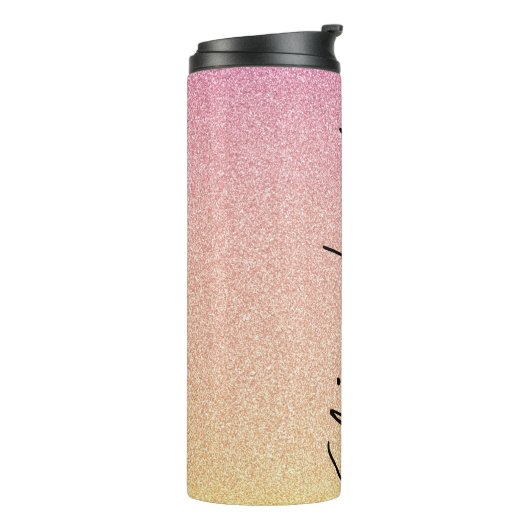 Roze limonade Glitter Ombre Thermosbeker (Gedraaid links)