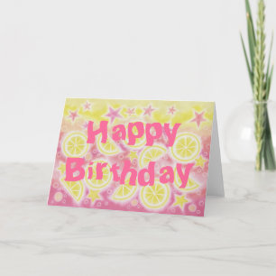Roze limonade 'Happy Birthday'-kaarttekst Kaart