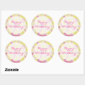 Roze limonade "Happy Birthday"-sticker rond Ronde Sticker (Vel)