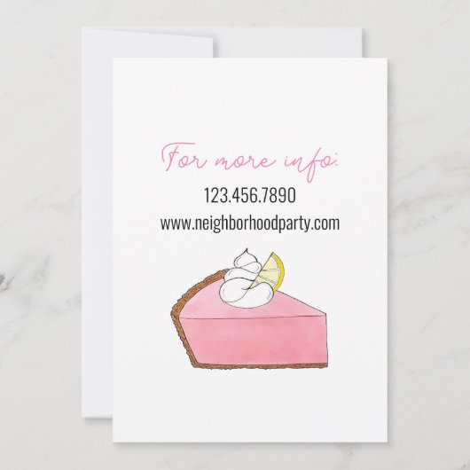 Roze limonade Icebox Lemon Pie Slice Picnic Kaart (Achterkant)