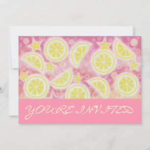 Roze limonade 'Je bent uitgenodigd' roze uitnodigi Kaart