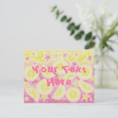 Roze limonade 'Jouw tekst' briefkaart (Staand voorkant)