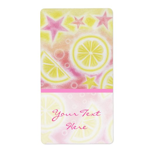 Roze limonade "Jouw tekst" etiket grote streep (Voorkant)