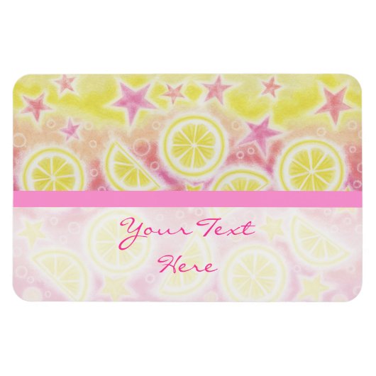 Roze limonade 'Jouw tekst' premium magneet (Horizontaal)