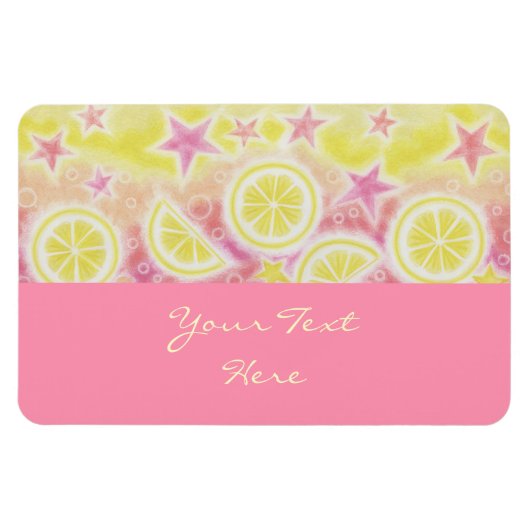 Roze limonade 'Jouw tekst' premium magneet roze (Horizontaal)