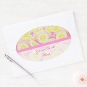 Roze limonade "Jouw tekst"-sticker met ovale stree Ovale Sticker (Envelop)