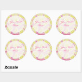 Roze limonade "Jouw tekst" sticker ronde (Vel)