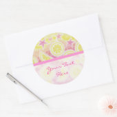 Roze limonade 'Jouw tekst' sticker ronde streep (Envelop)