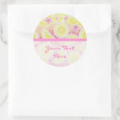 Roze limonade 'Jouw tekst' sticker ronde streep (Tas)