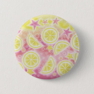 Roze limonade-knoopbadge ronde button 5,7 cm