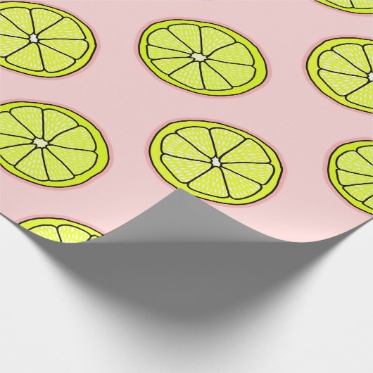 Roze limonade leemon slice Pattern Blush Cadeaupapier (Hoek)