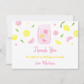 Roze limonade Lemon Birthday Bedankkaart (Voorkant)