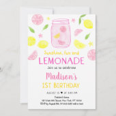 Roze limonade Lemon Birthday Kaart (Voorkant)