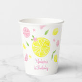 Roze limonade Lemon Birthday Papieren Bekers (Achterkant)