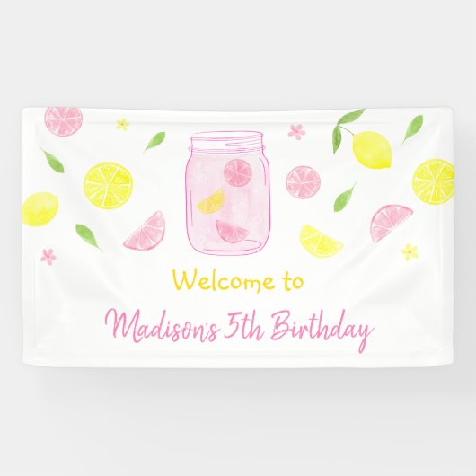 Roze limonade Lemon Birthday Spandoek (Horizontaal)