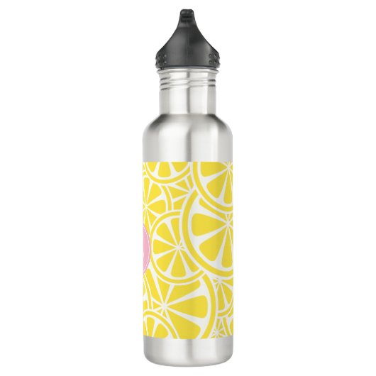 Roze limonade Lemon Slices Monogram Water Fles (Rechts)