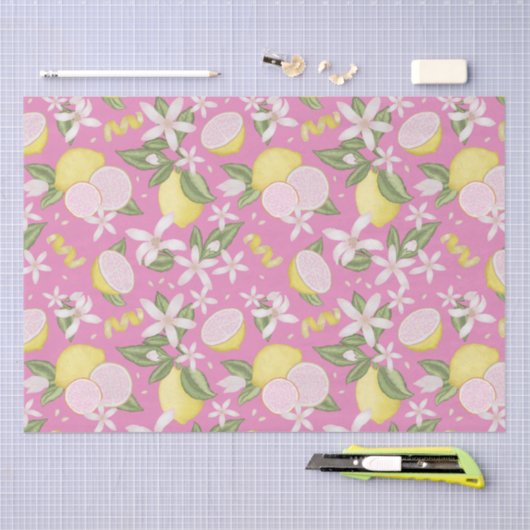 Roze limonade Lemon Verjaardag Tissue Paper Tissuepapier (Craft)