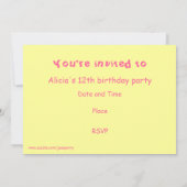 Roze limonade 'lemons'-partijuitnodiging rechthoek kaart (Achterkant)